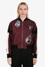 Louis Vuitton Burgundy Embroidered Patchwork Bomber Jacket Size 40