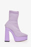 Jimmy Choo Purple Knit Patent Platform Ankle Boots Size 38.5