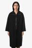Hermès Black Cashmere Long Line Zip Coat Size 32