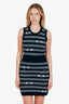 Pre-loved Chanel™ 17P Navy/White Cashmere Reissue Chain Knit Sleeveless Mini Dress Size 38