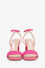 Christian Dior Pink Satin Dioriviera Embroidered Dway 35mm Slide Sandals Size 39