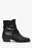 Salvatore Ferragamo Black Leather Gancini Buckle 'Shadi' Ankle Boots Size 6