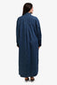 Valentino Blue Denim Long Sleeve 'V' Cut-Out Maxi Dress Size 44