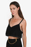 Miu Miu Black Wool Silk Logo Bralette Top Size 38