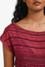 Missoni Dark Fuchsia Metallic Zig Zag Midi Dress Size S