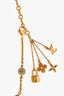 Louis Vuitton Gold Toned/Purple Logo Charms Necklace