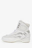 Pre-loved Chanel™ 2023 White Leather Crystal Embellished High Top 'Neige' Sneakers Size 37.5
