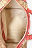 Gucci Vintage GG Supreme Canvas Red Leather Web Boston Bag with Strap