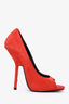 Guiseppe Zanotti Red Suede Peep Toe Heels Size 35.5