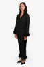 Nadine Merabi Black Satin 'Darcy' Pajama Set Size M