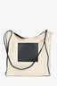 Jil Sander Black/Beige Leather Trim Canvas Shoulder Bag