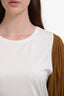 Dorothee Schumacher White/Brown Surprising Allure Two-Tone Sleeve Top Size 1