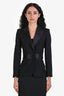 Dolce & Gabbana Black Wool Single Breasted Satin Sash Belt and Lapel Blazer Size 36