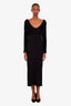Tove Studio Black Ruched Sleeve Midi Dress Size 42