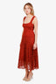 Vince Burnt Red Lace Cotton Midi Skirt + Tank Top Set Size 6 M
