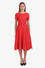 Alaïa Red Knit Short Sleeve Flared Long Dress Size 40