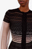Alexander McQueen Black Silk Striped Top + Skirt Set Size S-M