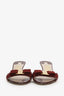 Salvatore Ferragamo Burgundy Patent Leather Vara Bow Slide Sandals Size 6.5