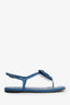 Pre-loved Chanel™ Blue Leather Camellia Sandals Size 37