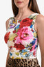 Dolce & Gabbana Cream/Leopard Print Floral Sleeveless Midi Dress Size 40