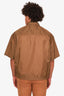 Prada Brown Nylon Zip-up Short Sleeve Shirt Size L Mens