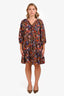 Apiece Apart Black/Multi Printed Long Sleeve Dress Size M