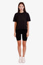 Saint Laurent Black Ribbed Logo Biker Shorts Size S