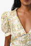 Hemant & Nandita Cream/Floral Short Sleeve Ruffle Body Suit & Cuffed Pant Set Size Small