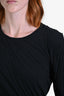 Rick Owens FW 2021 Black Cotton Long Sleeve 'Tower' Gathered Top Size S