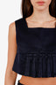 Miu Miu Navy Ruffle-detail Cropped Tank Top Size 40
