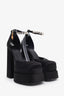 Versace Black Satin Medusa Aevitas Platform Heels Size 38