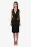 Versace Black Satin Plunge V-Neckline Medusa Detail Dress Size 38