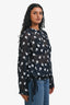 Rag & Bone Navy/White Floral Print Silk Blend Long Sleeve Sheer Top Size S