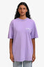 Balenciaga 2021 Purple Logo Embroidered Short Sleeve T-Shirt Size XS