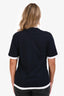Prada Navy/White Cotton Embossed Logo T-Shirt Size S
