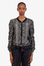 Moncler Black/White Snake Printed Silk Zip Up Jacket Estimated Size M
