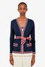 Gucci Navy Striped Trimmed Self-tie Cardigan Size XS/S