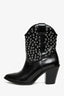 The Kooples Black Leather Silver Stud Western Boots Size 38