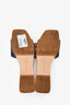 Veronica Beard Blue Denim Buckle Slip-On Sandals Wood Platform Size 8