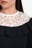 Valentino Black/White Lace Ruffle Detail Long Sleeve Dress Size XL