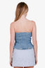 Ganni Blue Washed Denim Crystal Bustier Top Size 38
