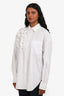 Maje White Cotton Floral Embellished Button Down Shirt Size 1