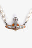 Vivienne Westwood Silvertone Crystals Pearl Orb Choker
