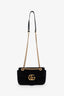 Gucci Black Velvet GG Marmont Small Shoulder Bag