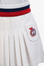 Gucci White Trim Detail Logo Embroidered Pleated Mini Skirt Size XS