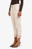 Brunello Cucinelli Beige Beaded Hem Cropped Jeans Size 4 US