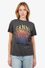 Ganni Grey Cotton Logo T-Shirt Size S