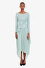 Roland Mouret Mint Green Sequin Belted Asymmetrical Midi Dress Size US 10