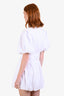 White Cotton Poof Sleeve Cinch Waist Mini Dress Size 2
