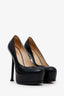Saint Laurent Black Grained Leather Platform Heels Size 36.5